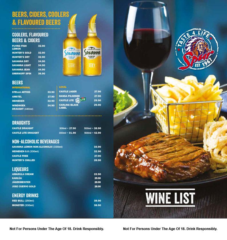 Menu At Mescalero Spur Steak Ranch Restaurant Pretoria Shop Mams Mall Mahube Valley