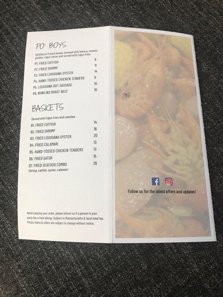 Menu at NOLA Cajun Kitchen restaurant, West Boylston