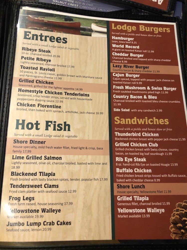 Menu at Yellowstone Cafe, Town and Country
