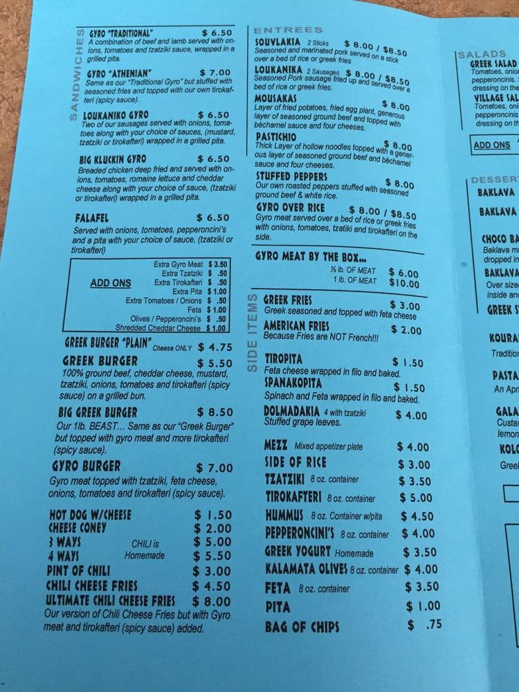 Menu at The Big Greek Café Harrison, Ohio restaurant, Harrison