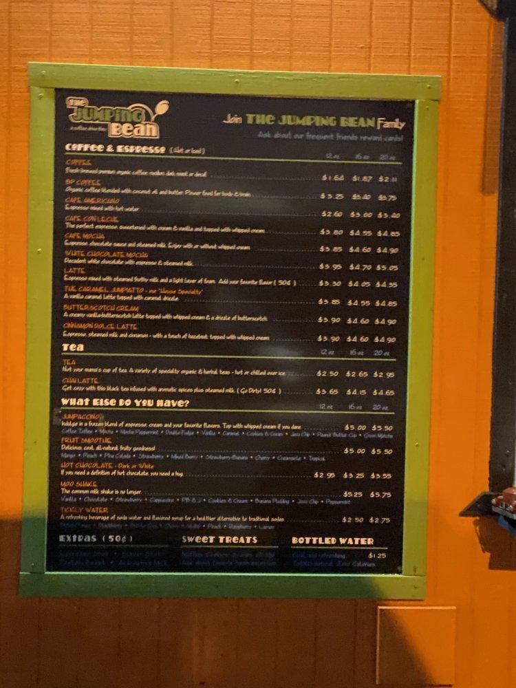 Menu at The Jumping Bean A Coffee Drive Thru cafe, Summerfield