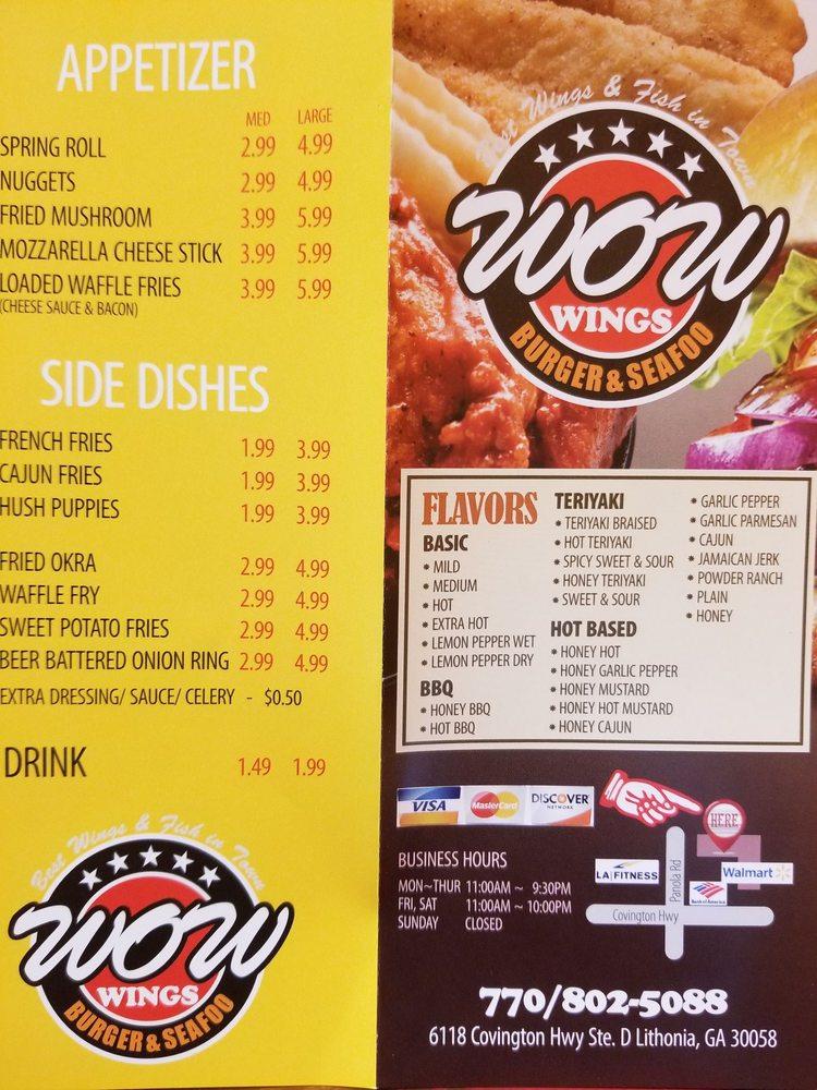 Menu At Wow Burger Seafood Restaurant Redan