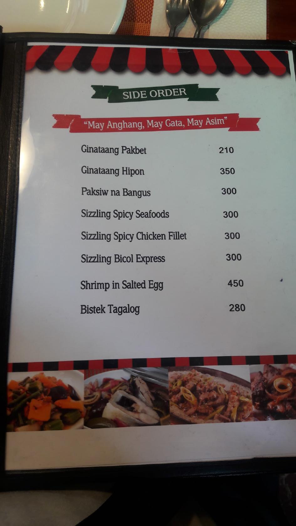 Carta del restaurante Auntie Lola, Calapan, C53M+99P