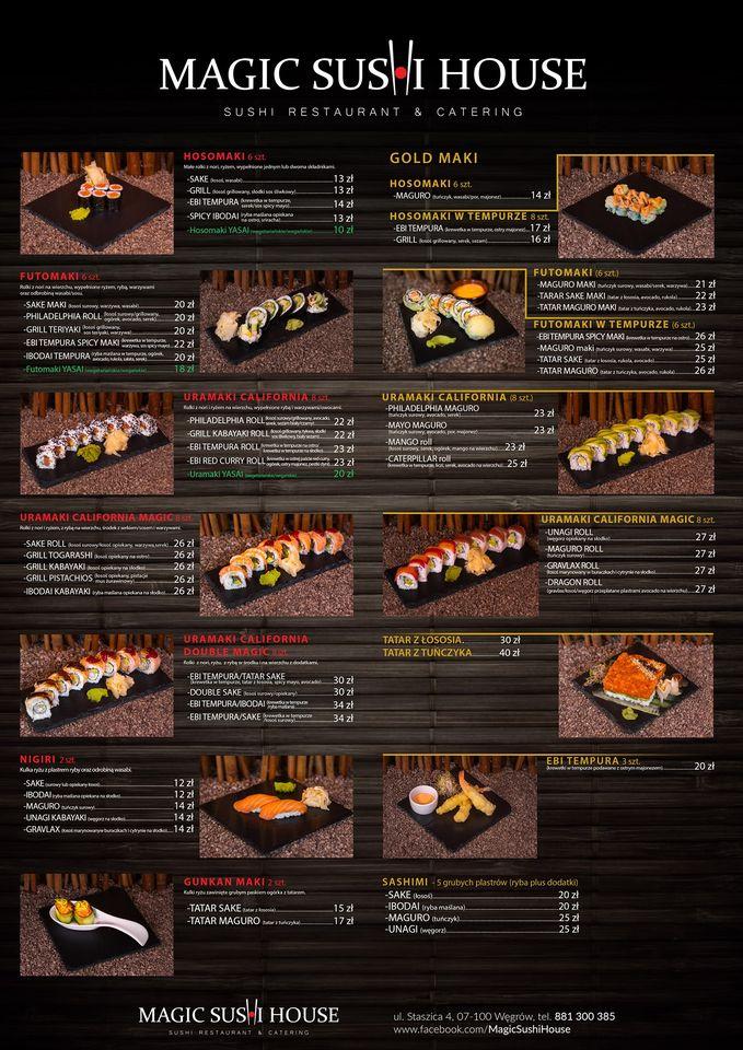 Menu at Magic Sushi House restaurant, Wegrow