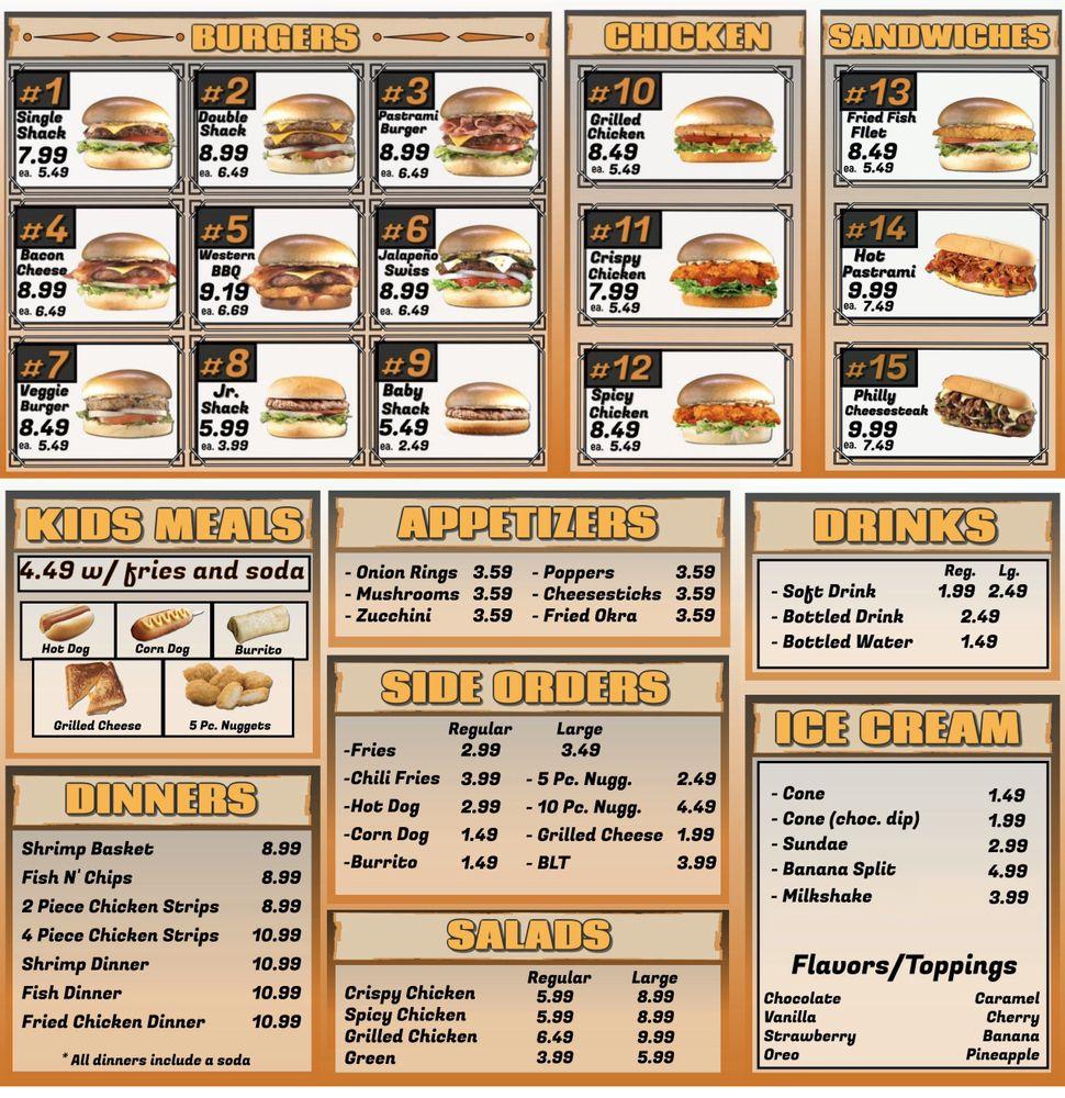 Menu At Burger Shack Restaurant, Porterville