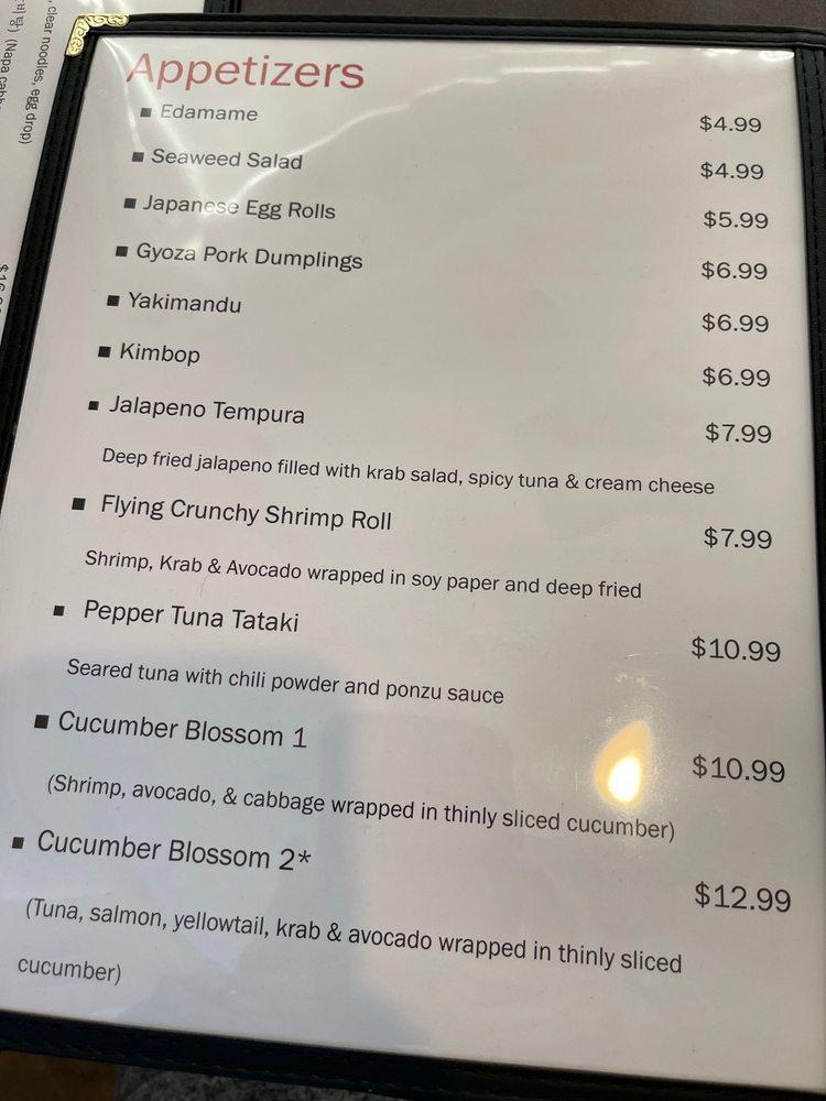 Menu at Osan's Korean restaurant and Japanese Sushi, Fort Walton Beach