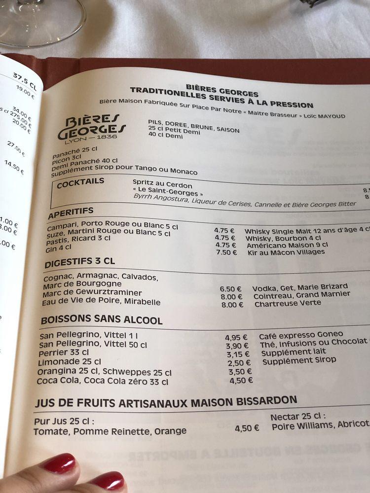 Menu au Brasserie restaurant, Lyon