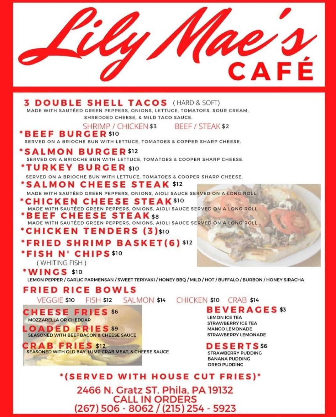Menu at Lily Mae's Cafe, Philadelphia