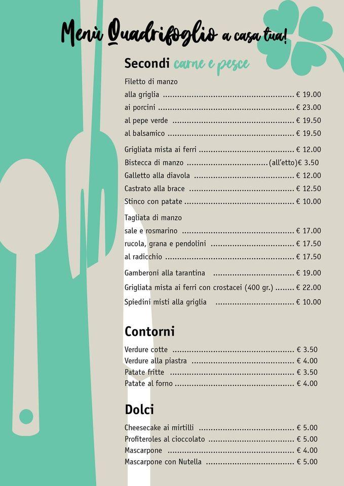 Menu da Ristorante Il Quadrifoglio, Gradara