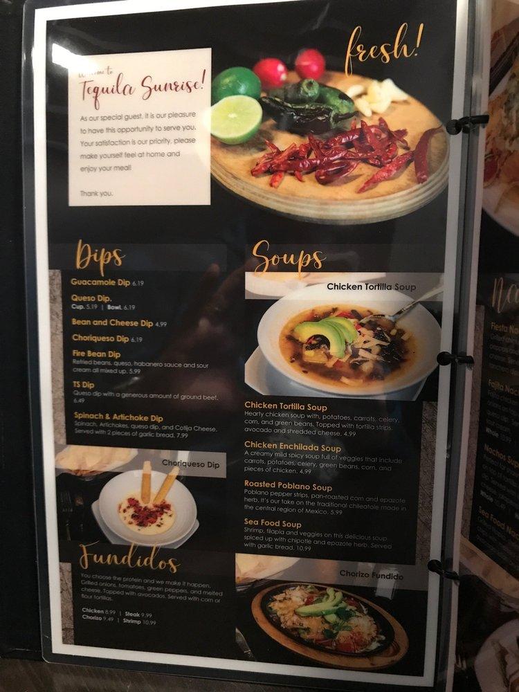Menu at Tequila Sunrise Mexican Restaurant, Fishers