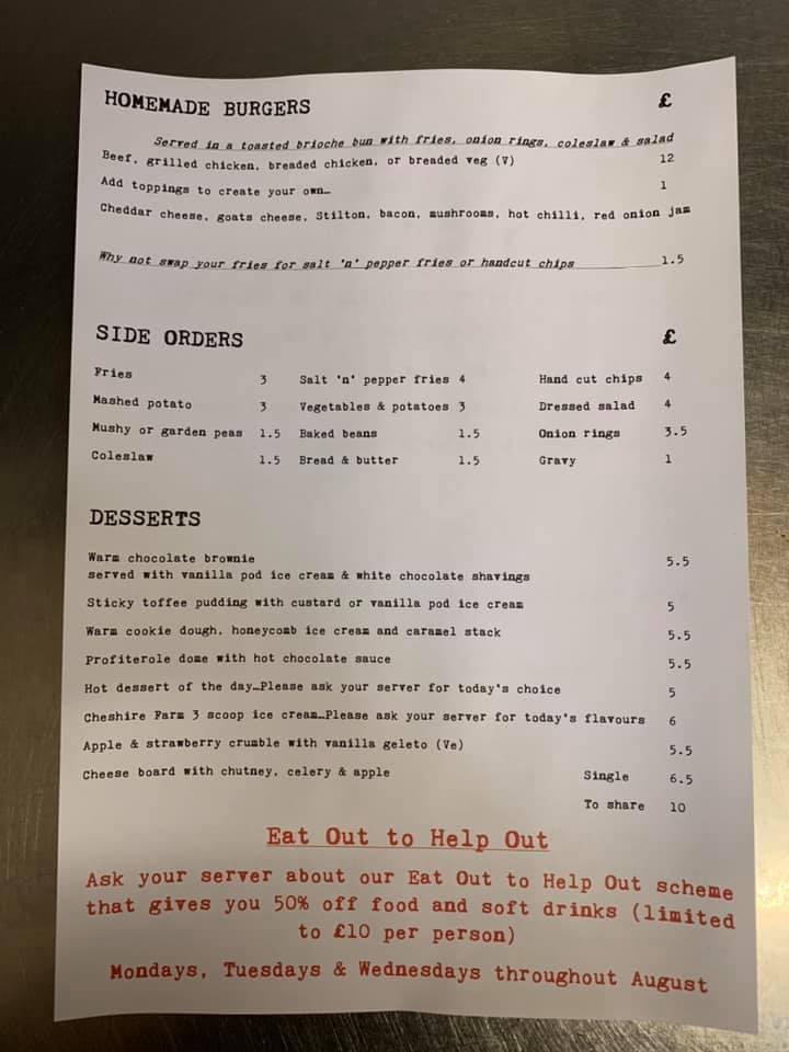 Menu at Woodhouse Gardens pub & bar, Manchester