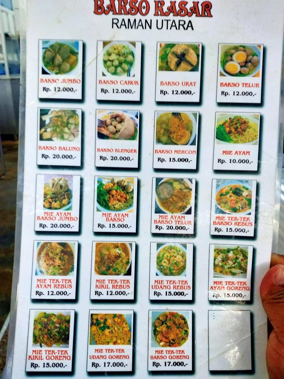 Carta Del Restaurante Bakso Kasar Ratna Daya