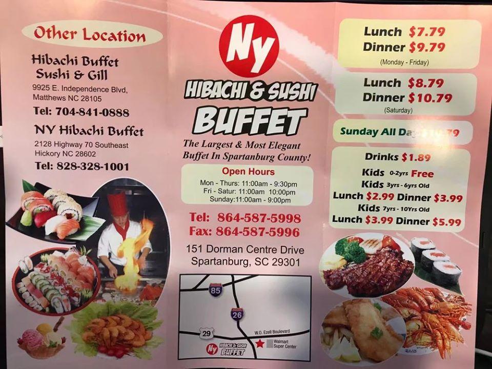 Menu at NY Hibachi & Sushi Buffet restaurant, Spartanburg