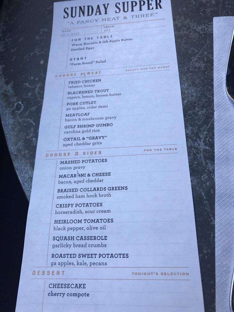 Menu at JCT. Kitchen & Bar, Atlanta