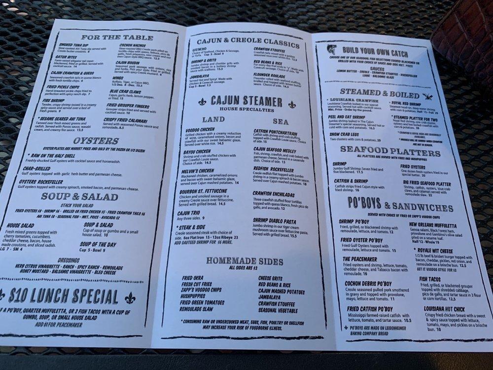 Menu at Cajun Steamer Bar & Grill, Hoover, 180 Main St 200