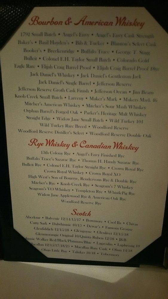 Menu at Ray's on the River steakhouse, Sandy Springs