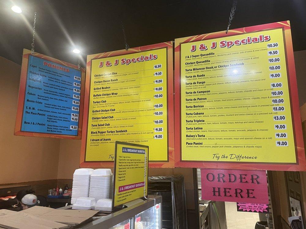 Menu at J & J Beyond Bagels restaurant,