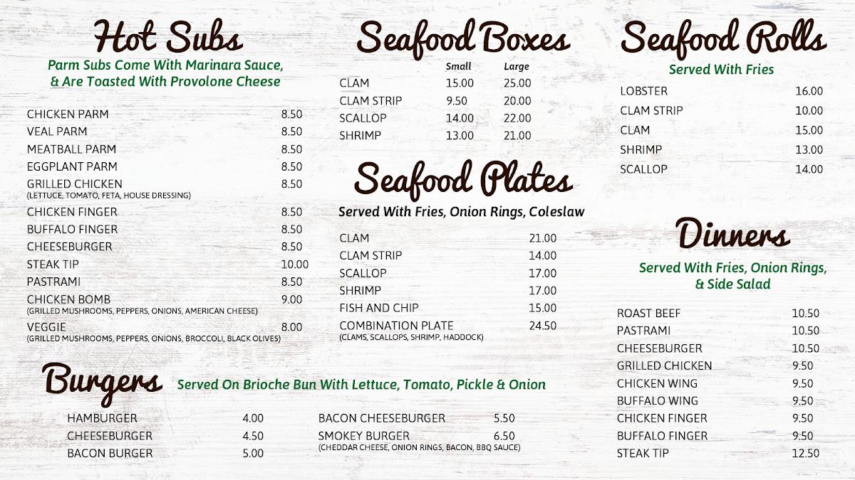 Menu at Costello’s Famous Roastbeef, Seafood & Pizza BBQ, Haverhill