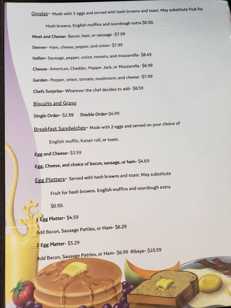 Menu at Old Crow Cafe, Madison