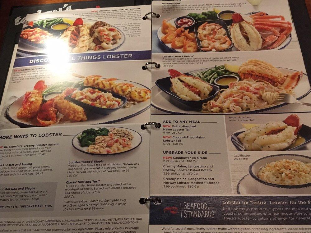 Menu at Red Lobster restaurant, Spokane, N Division St