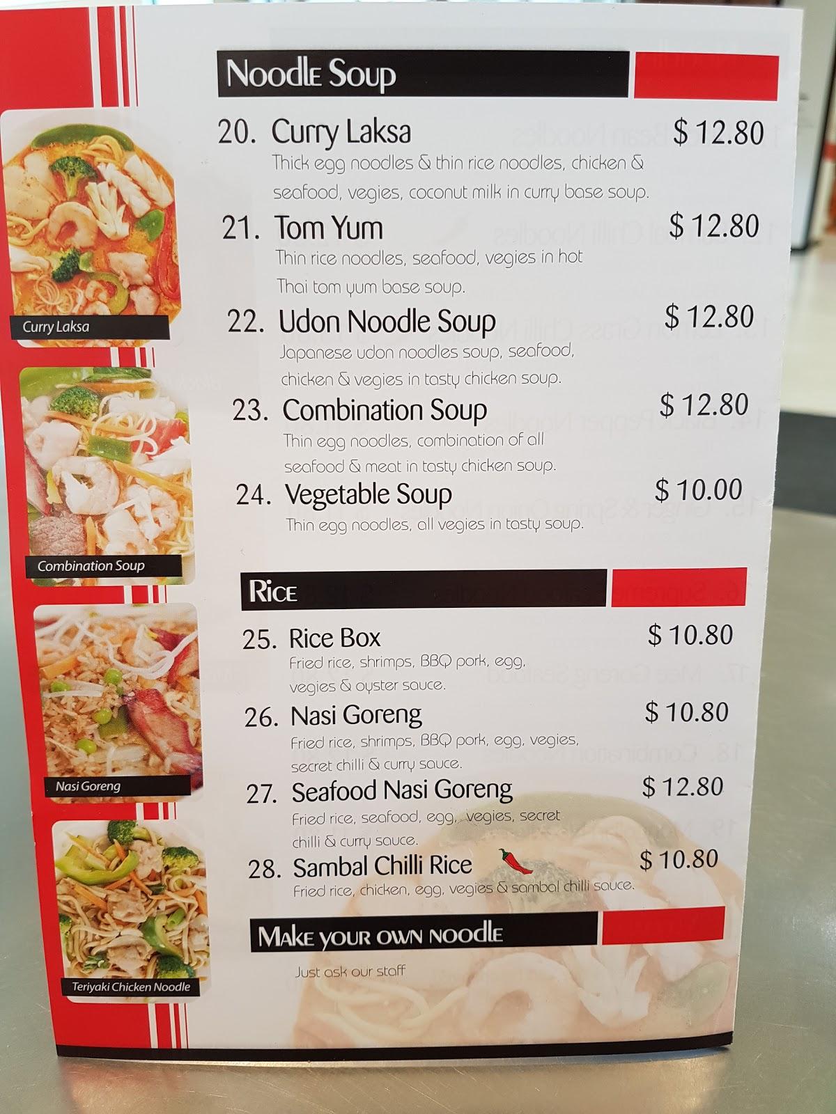 Carta de Benton Square Noodle Bar, Mornington