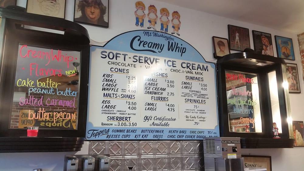 Menu at Mt Washington Creamy Whip & Bakery, Cincinnati