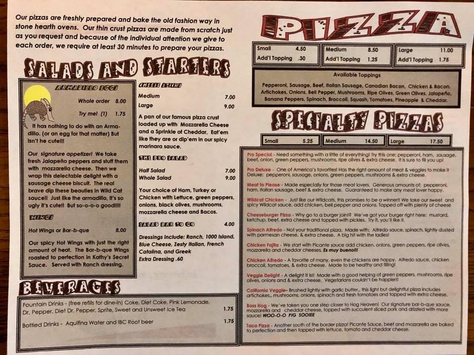 Menu at Main Street Pizza pizzeria, El Dorado
