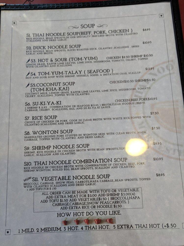 Menu at Thai Noodle Place restaurant, Fort Walton Beach