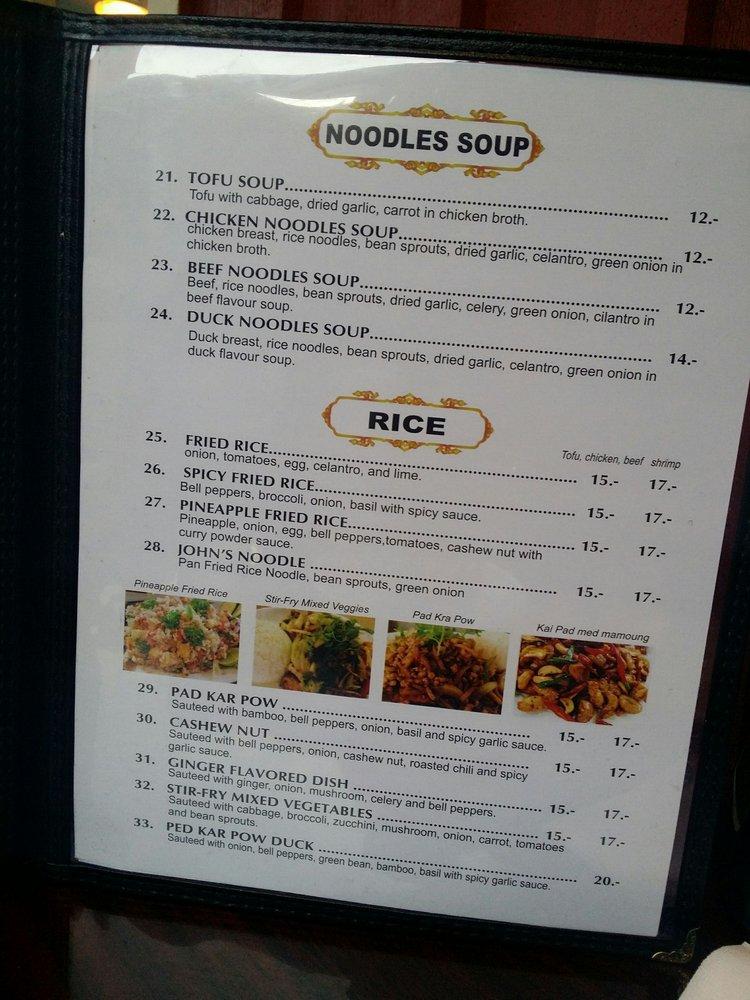 Menu at Thai Plate restaurant, Jackson, 145 Glenwood St