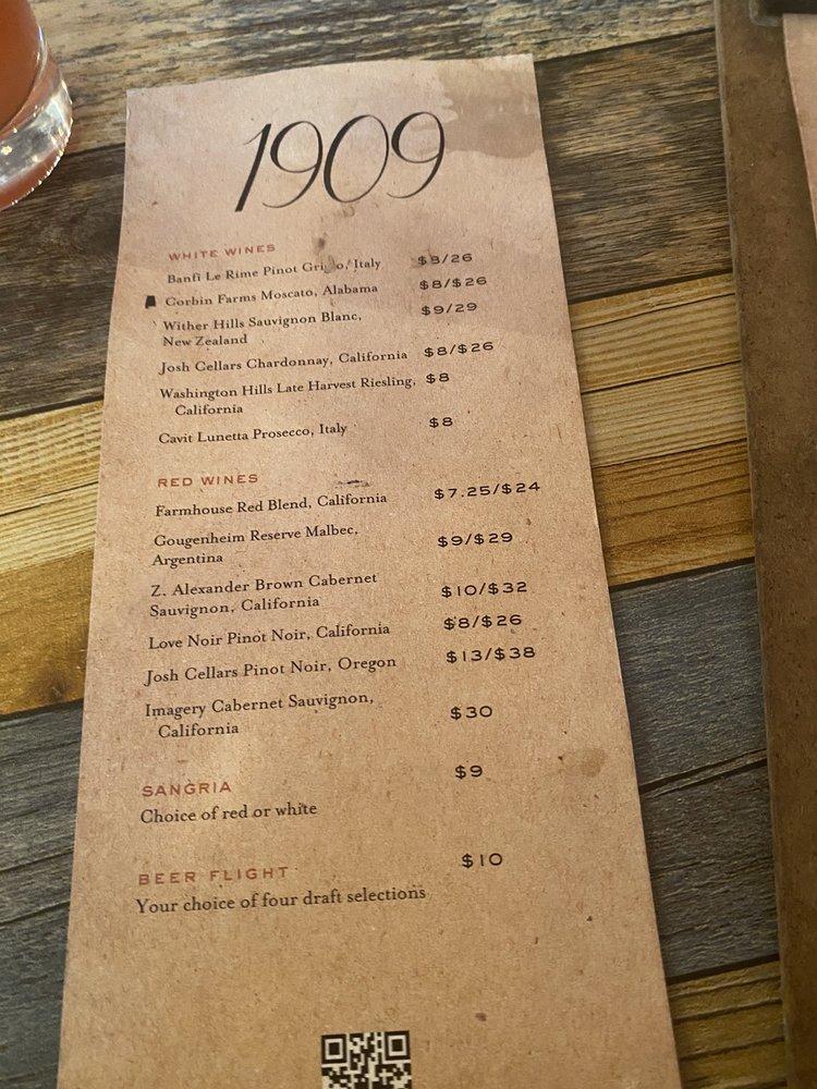 Menu at The Coosa Cleaver restaurant, Wetumpka