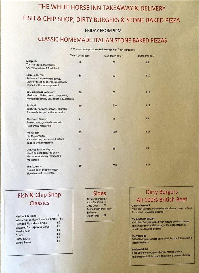 Menu at The White Horse Inn pub & bar, Auckley