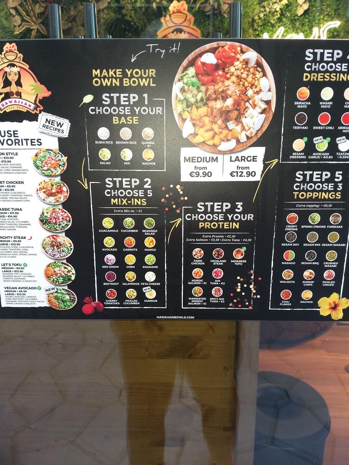 Menu at Hawaiian Poké Bowl - Turnhout, Turnhout