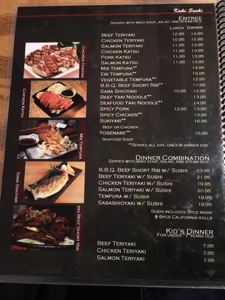 Menu at Kaki Sushi restaurant, Pleasanton