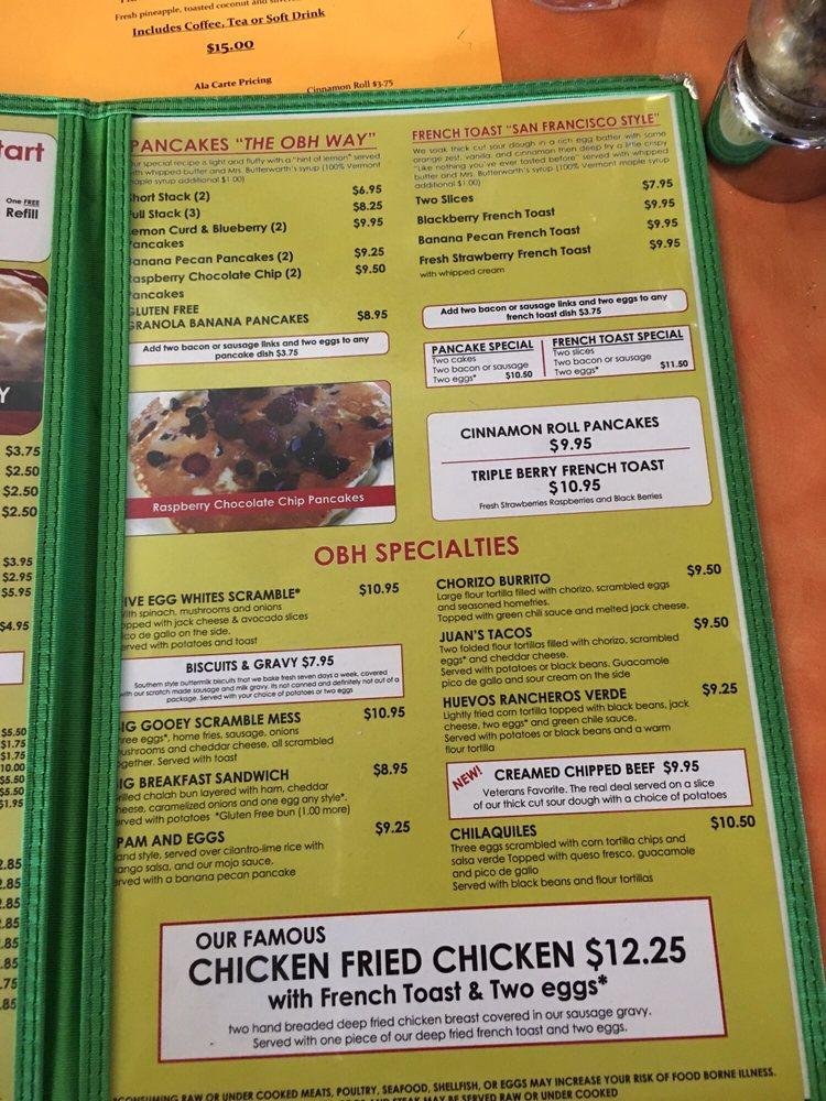 Menu at Original Breakfast House cafe, Phoenix, N 32nd St