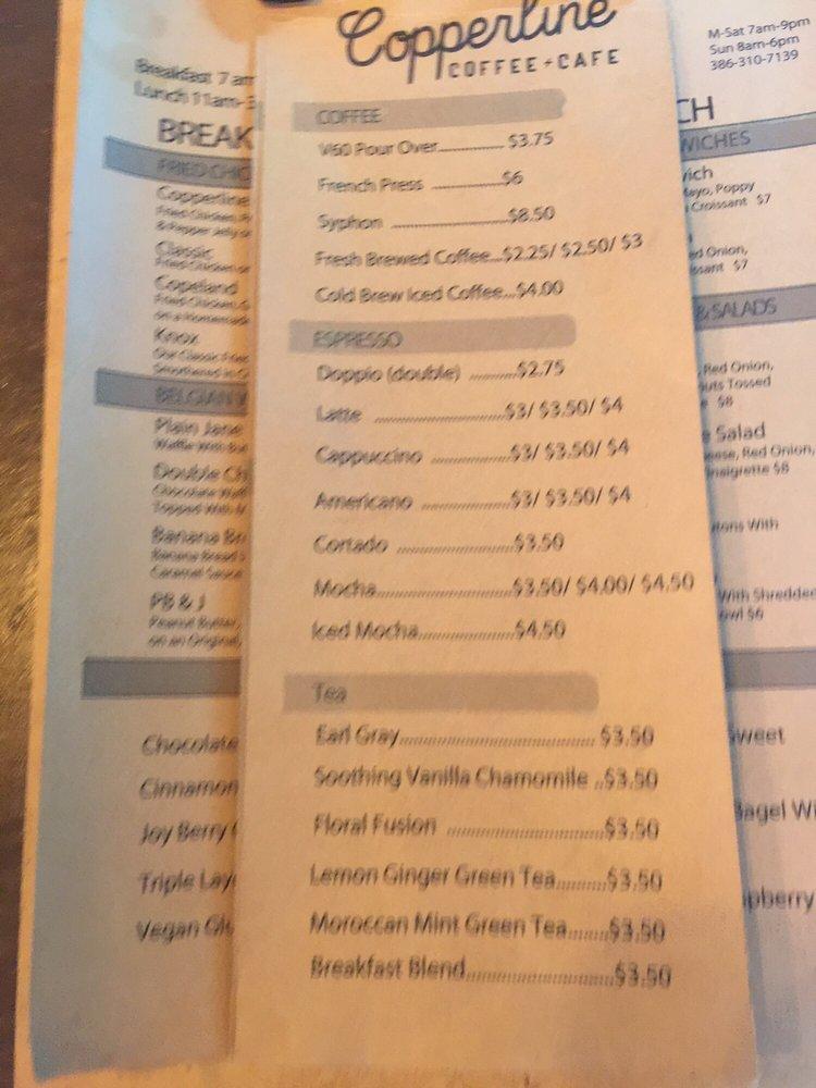 Menu at Copperline Coffee + Cafe, Port Orange