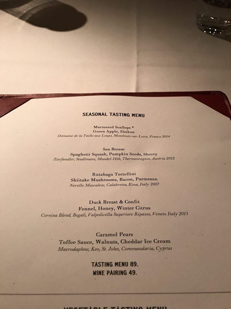 Menu at Gramercy Tavern restaurant, New York City, 42 E 20th St