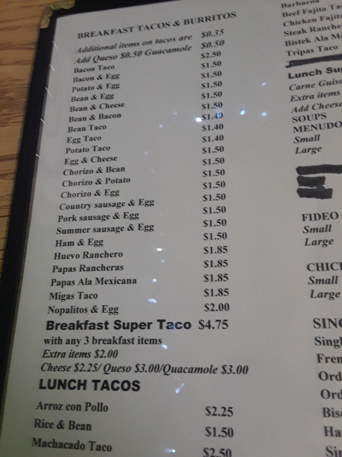 Menu at L & S Mexican Restaurant, Luling, 310 E Pierce St