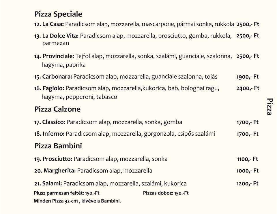 Menu At La Casa Ristorante Restaurant, Szentes