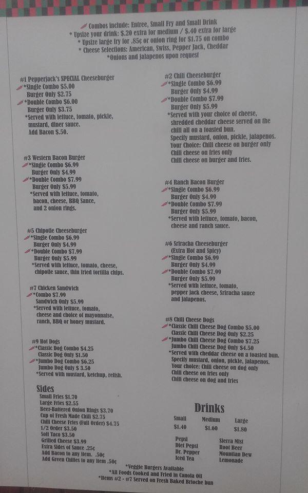 Menu at PepperJacks of Chino Valley restaurant, Chino Valley