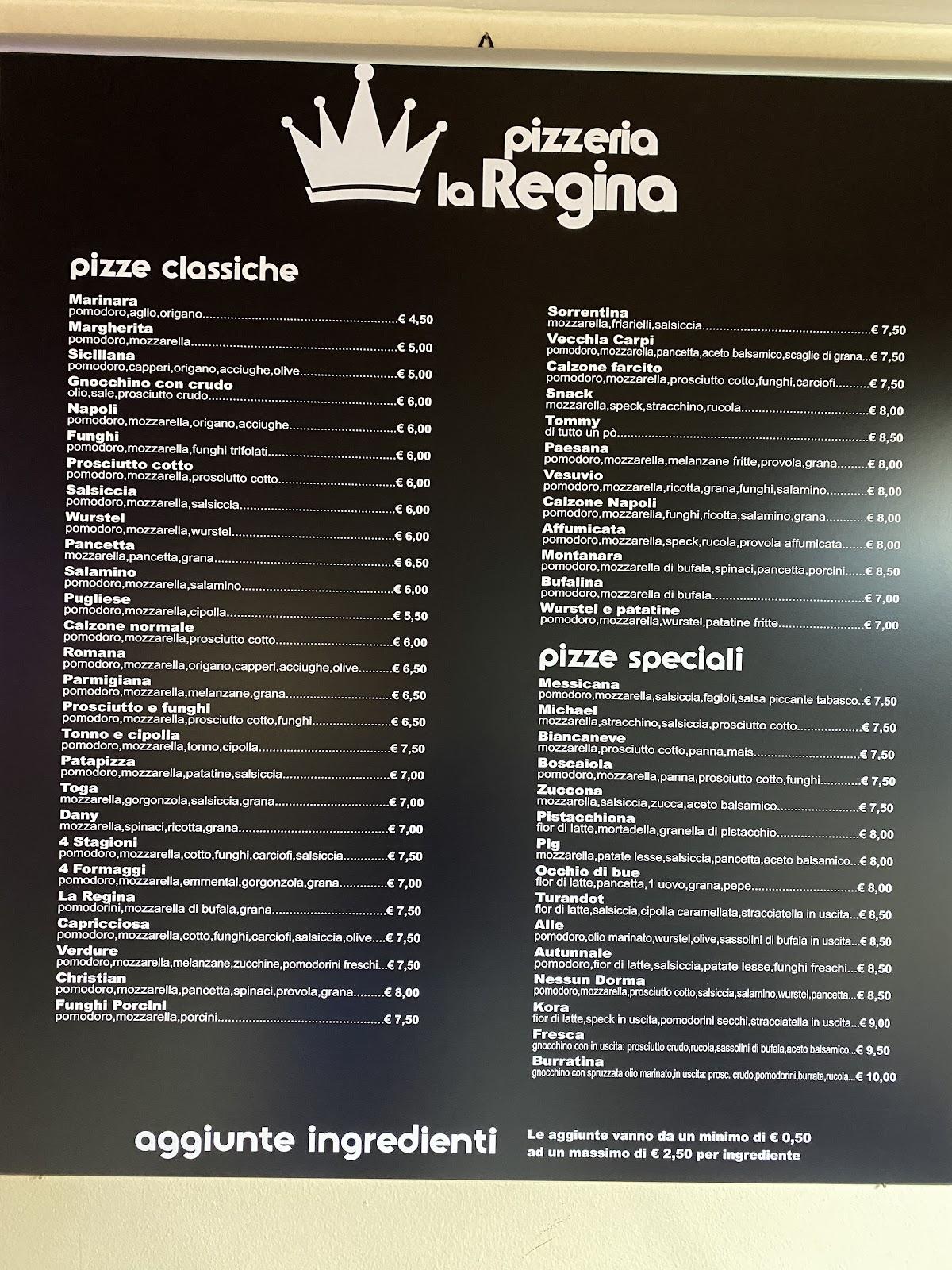 Speisekarte Von Pizzeria La Regina Carpi