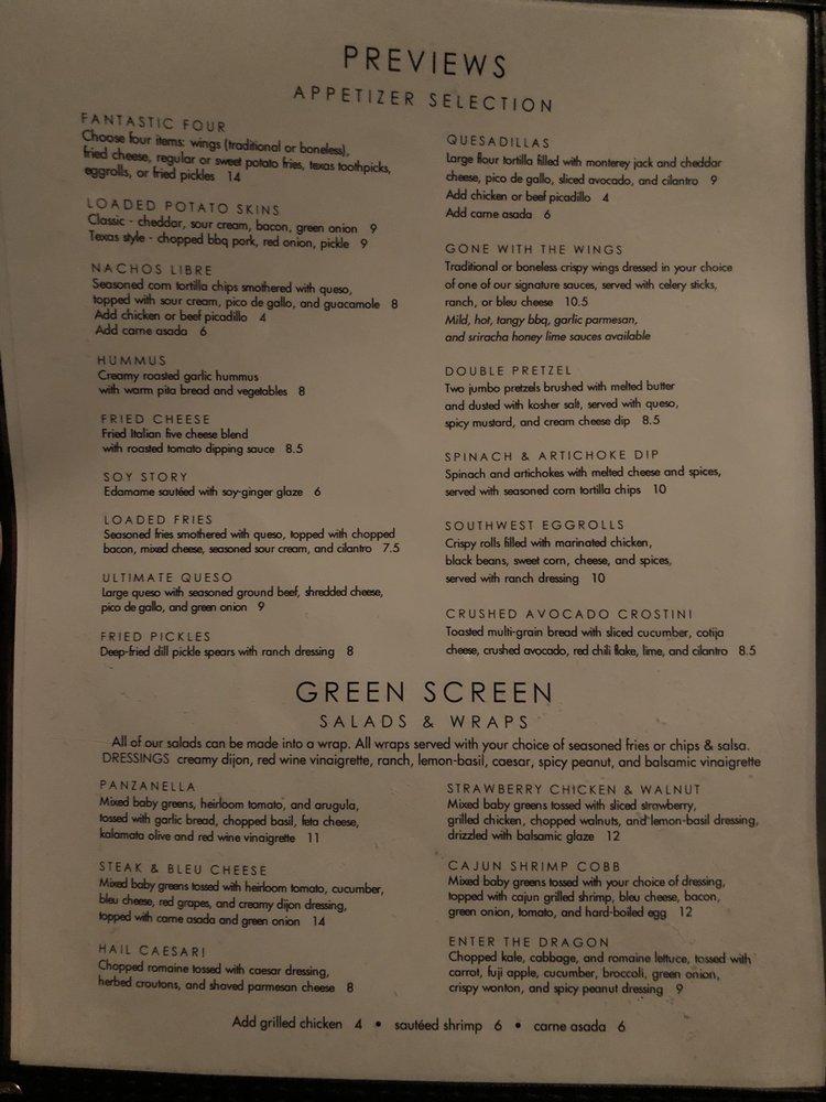 Menu at Star Cinema Grill restaurant, Friendswood, 702 Baybrook Mall