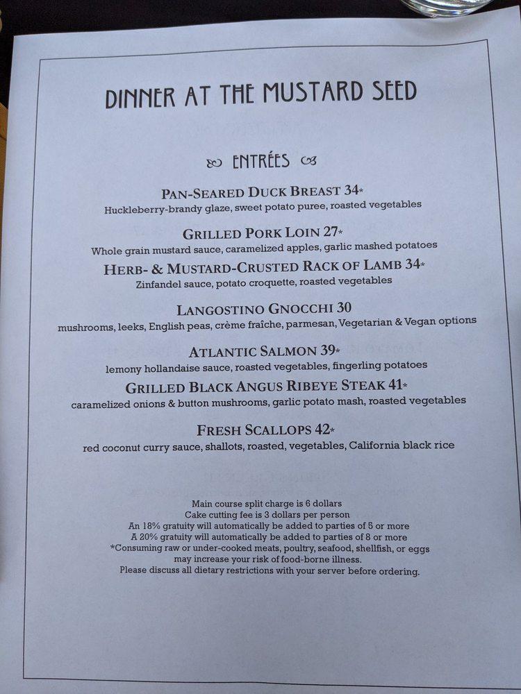 Menu at The Mustard Seed pub & bar, Davis