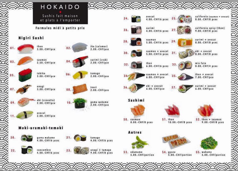 Menu Au Hokaido Chailly Lausanne Av De Chailly 19