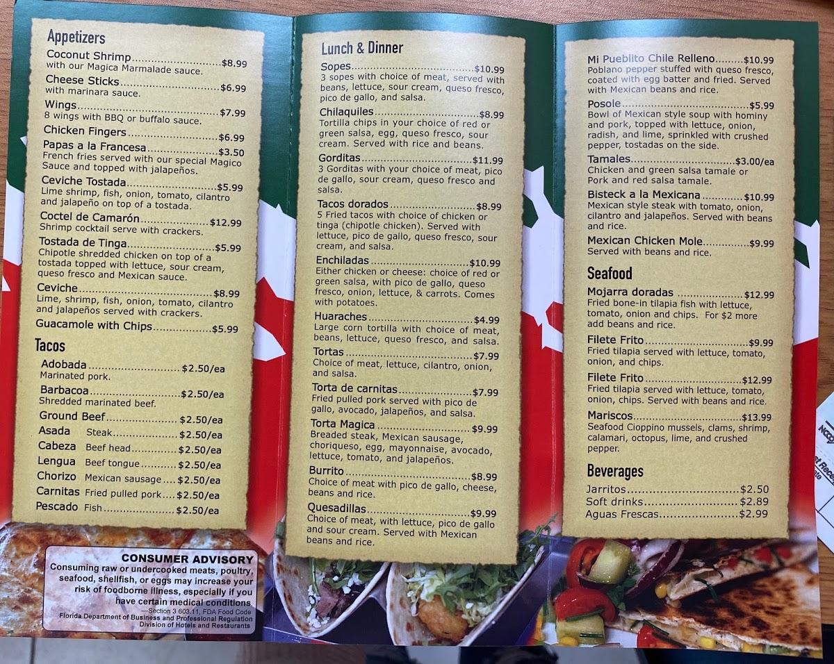 Menu at El Pueblo Magico Mexican Restaurant, Merritt Island