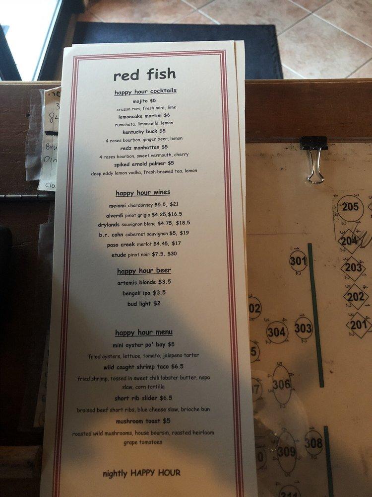 Menu at Red Fish Restaurant, Hilton Head Island