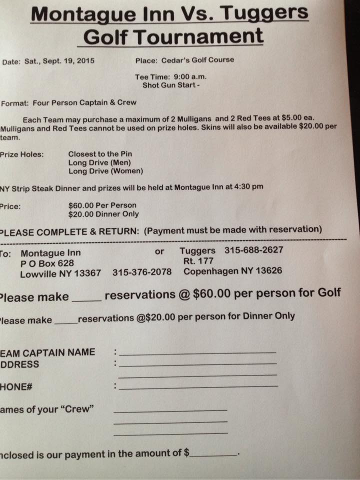 Menu at Tuggers Grill Bar & Campground, Barnes Corners