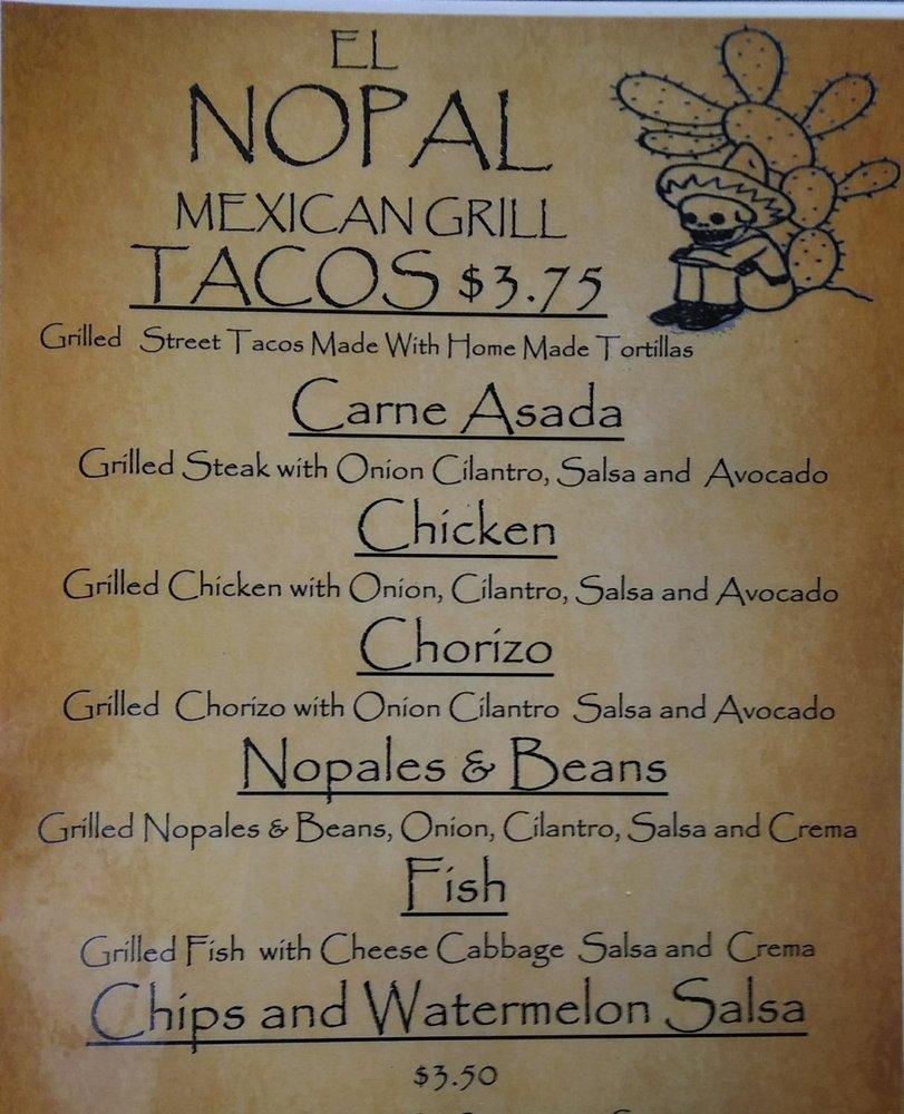 Menu At El Nopal Mexican Grill Restaurant Sacramento