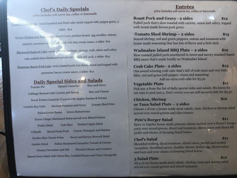 Menu at Stono Market and Tomato Shed Cafe, Johns Island