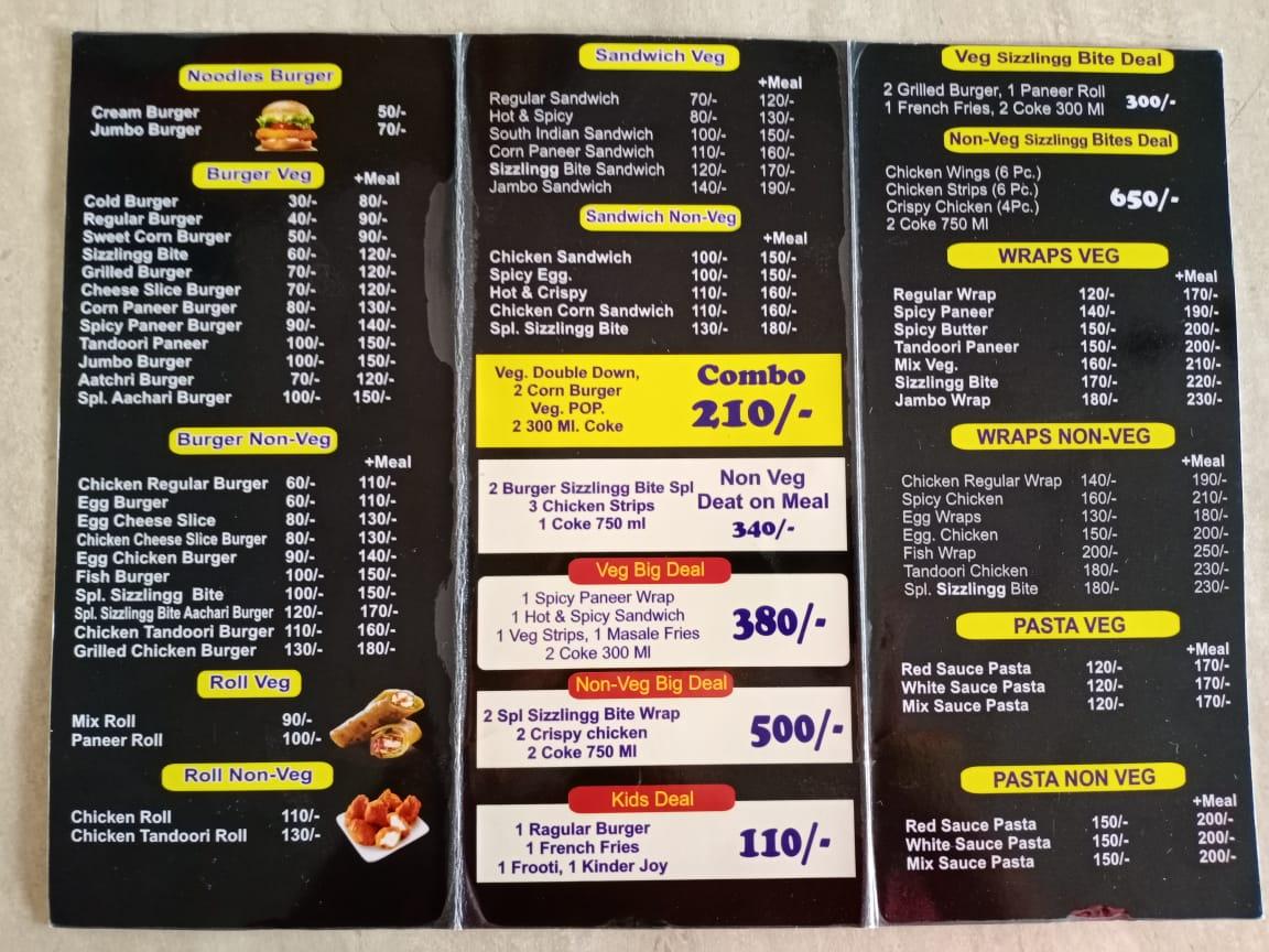 Menu at SIZZLINGG BITE, Kot Kapura