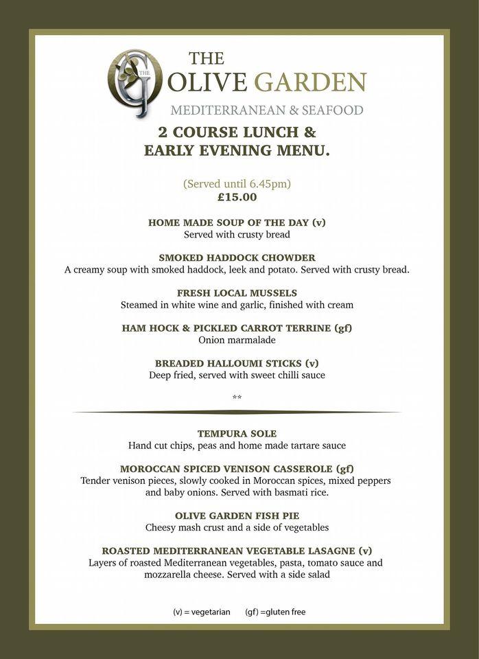 Menu at The Olive Garden restaurant, Oban
